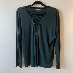 Long sleeved teal shirt